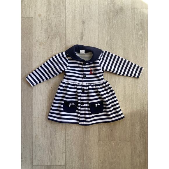 Tim Pouce Navy & White Striped Toddler Coat, Size 18M - Picture 1 of 7